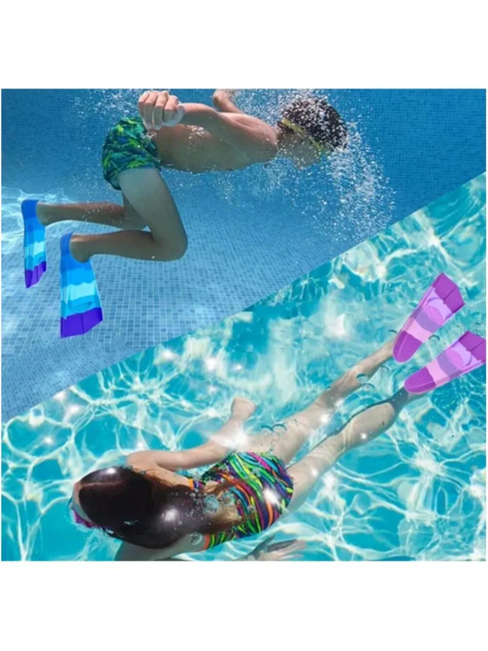 Size XXXXS (US Kids 5.5-7.5) Silicone Swimming Training Fin, non slip - Blue